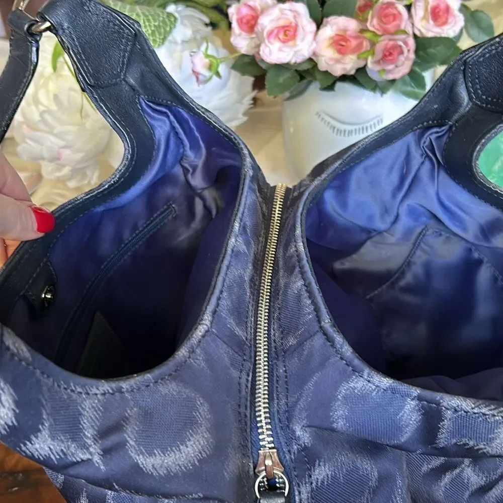 Coach Madison Phoebe Tumbled Blue Logo 3 section Navy lining inside and dust bag